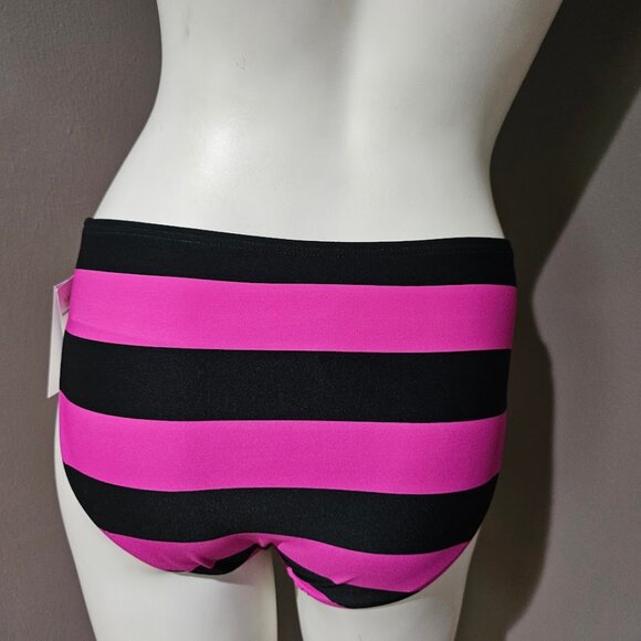 Michael Kors Striped High-Waisted Bikini Bottoms - Picture 3 of 9